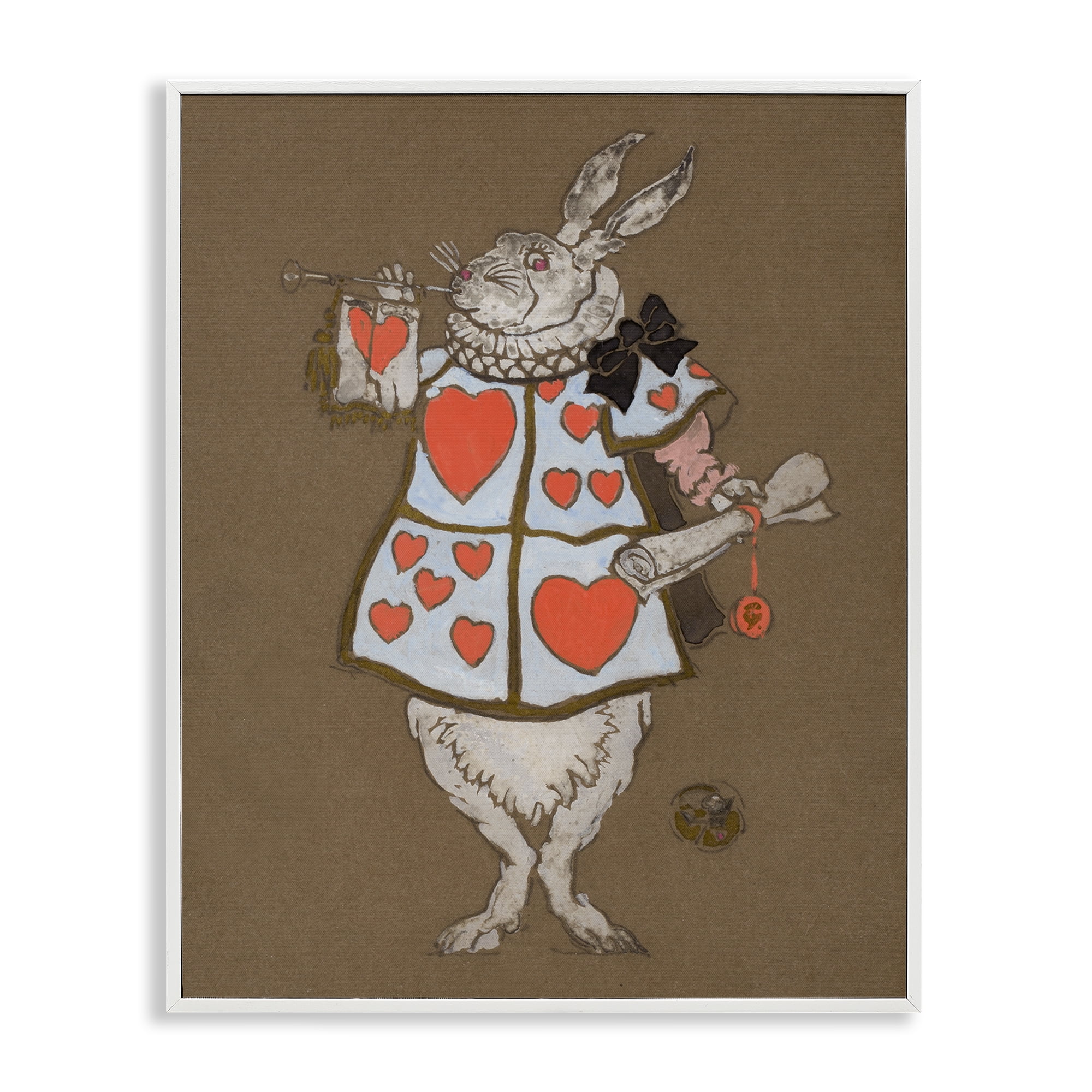 Stupell Industries Rabbit Playing Card Hearts Entertainment Painting White Framed Art Print Wall Art, 11 x 14