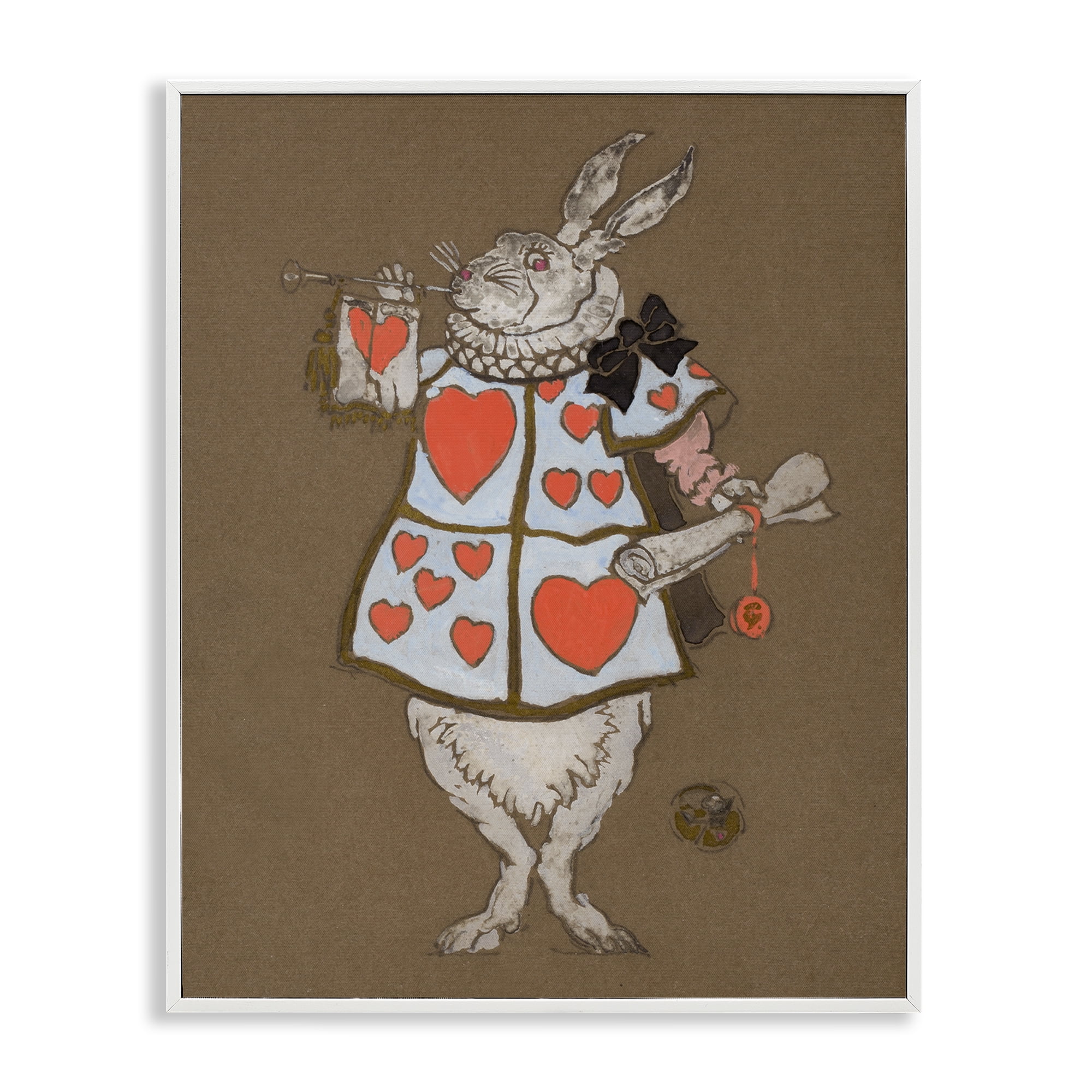 Stupell Industries Rabbit Playing Card Hearts Entertainment Painting White Framed Art Print Wall Art, 24 x 30