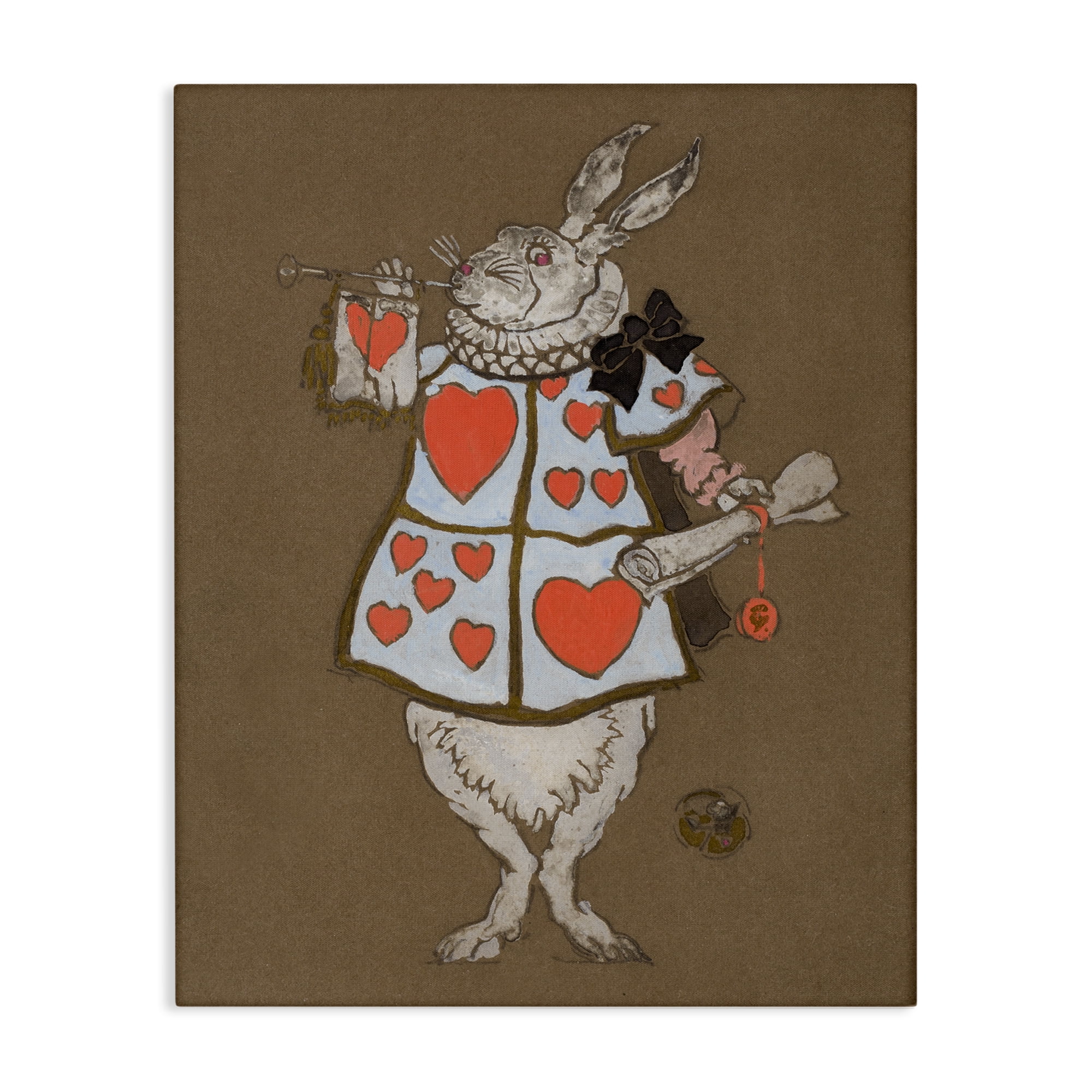 Stupell Industries Rabbit Playing Card Hearts Entertainment Painting Wrapped Canvas Art Print Wall Art, 36 x 48