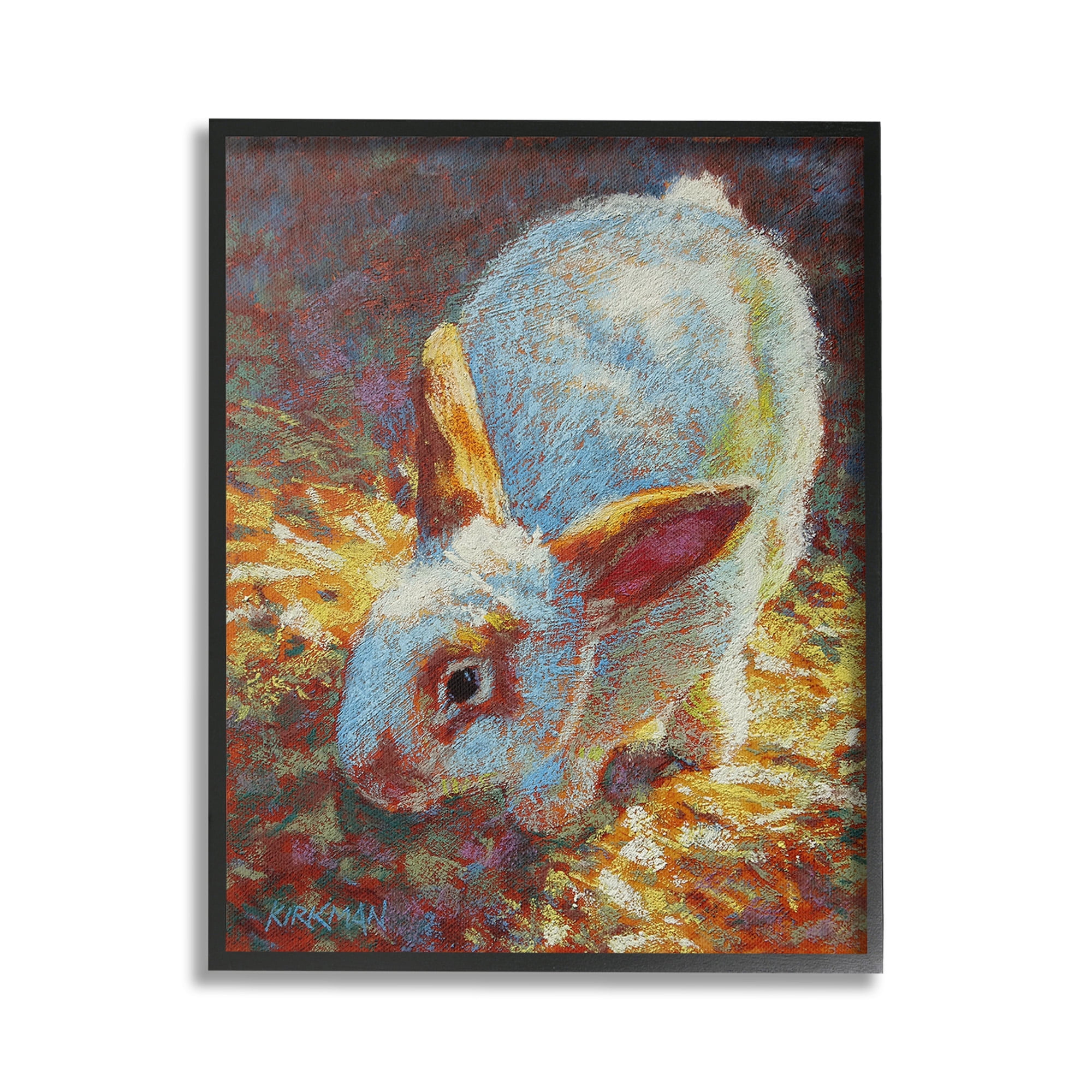 Stupell Industries Rabbit Pointillism Portrait Animals & Insects Painting Black Framed Art Print Wall Art, 24 x 30