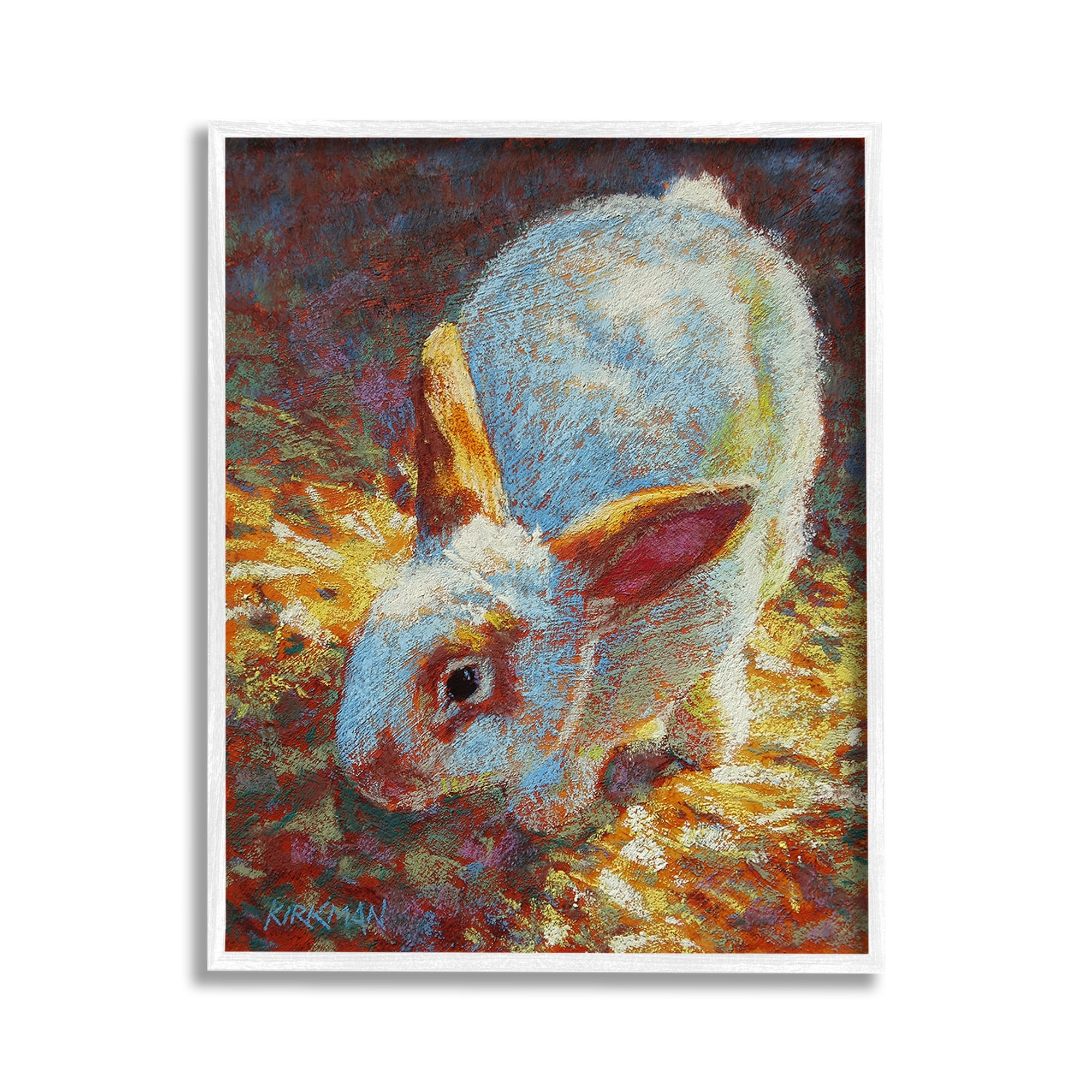 Stupell Industries Rabbit Pointillism Portrait Animals & Insects Painting White Framed Art Print Wall Art, 11 x 14