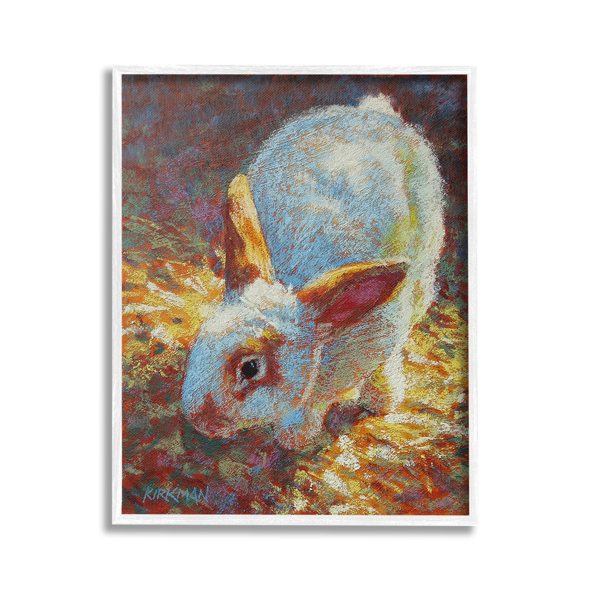 Stupell Industries Rabbit Pointillism Portrait Animals & Insects Painting White Framed Art Print Wall Art, 16 x 20