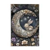 Stupell Industries Rabbit Sleeping on Moon Animals & Insects Painting Unframed Art Print Wall Art, 10 x 15