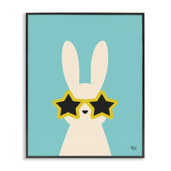 Stupell Industries Rabbit & Star Sunglasses Animals Painting Black Framed Art Print Wall Art, 11 x 14