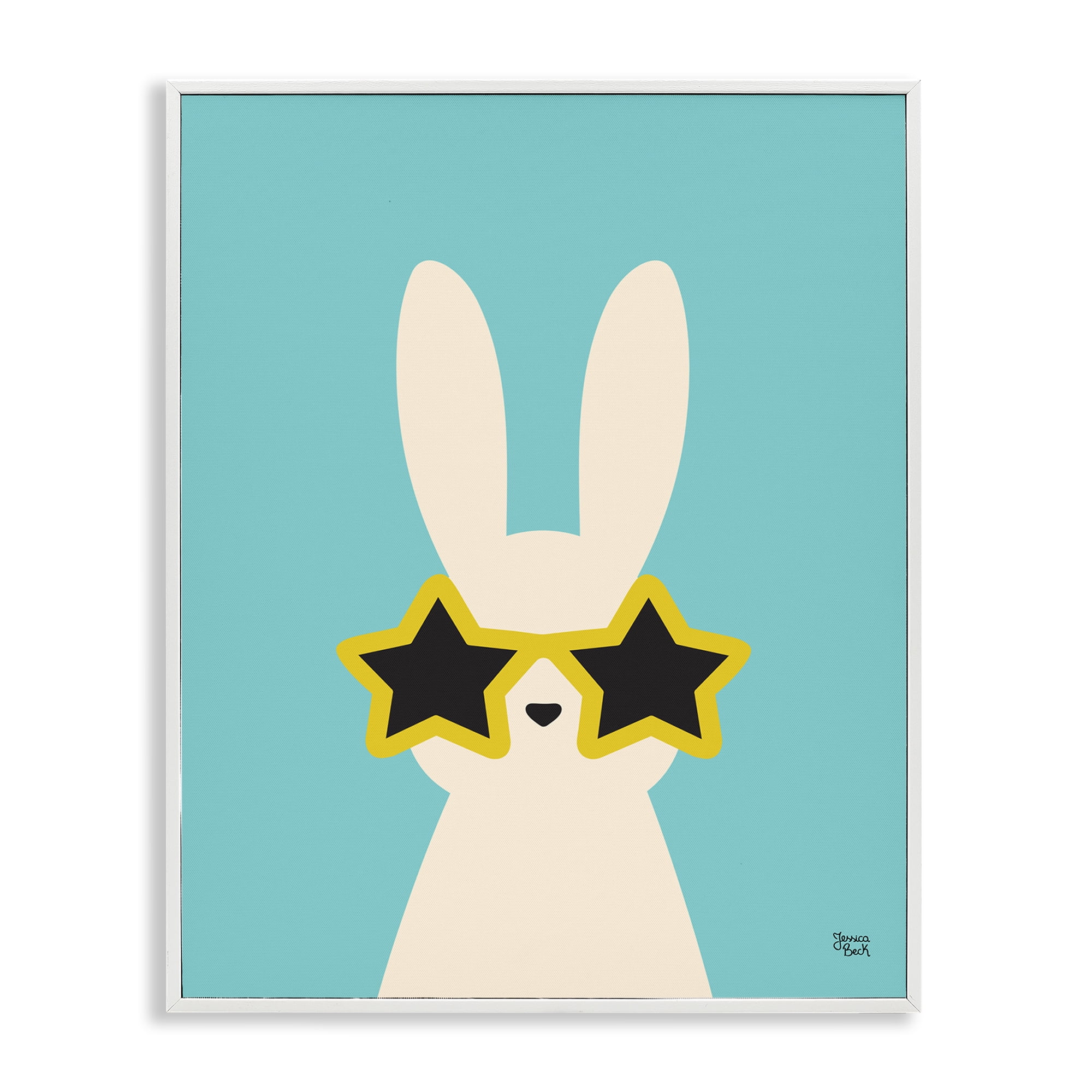 Stupell Industries Rabbit & Star Sunglasses Animals Painting White Framed Art Print Wall Art, 11 x 14
