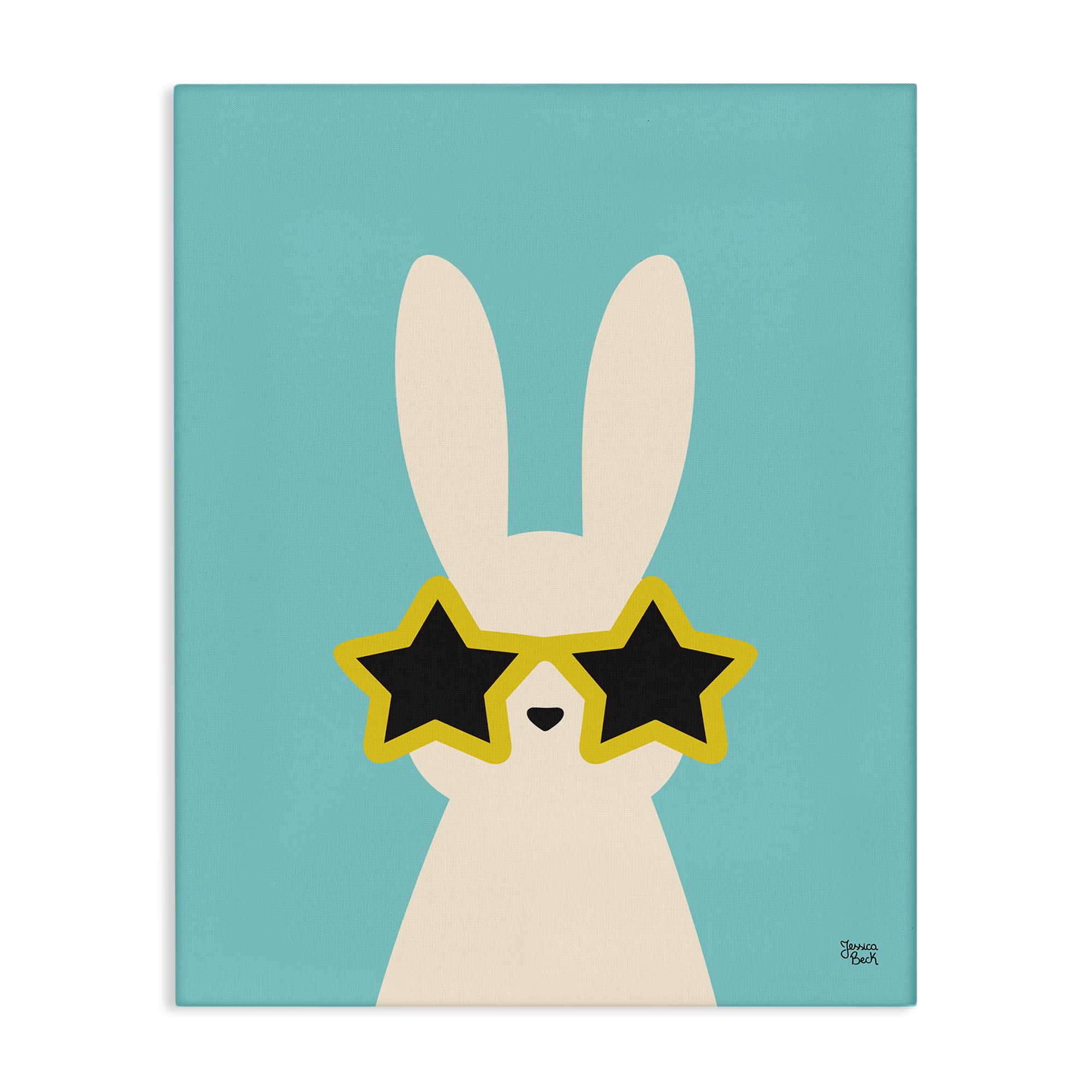 Stupell Industries Rabbit & Star Sunglasses Animals Painting Wrapped Canvas Art Print Wall Art, 24 x 30