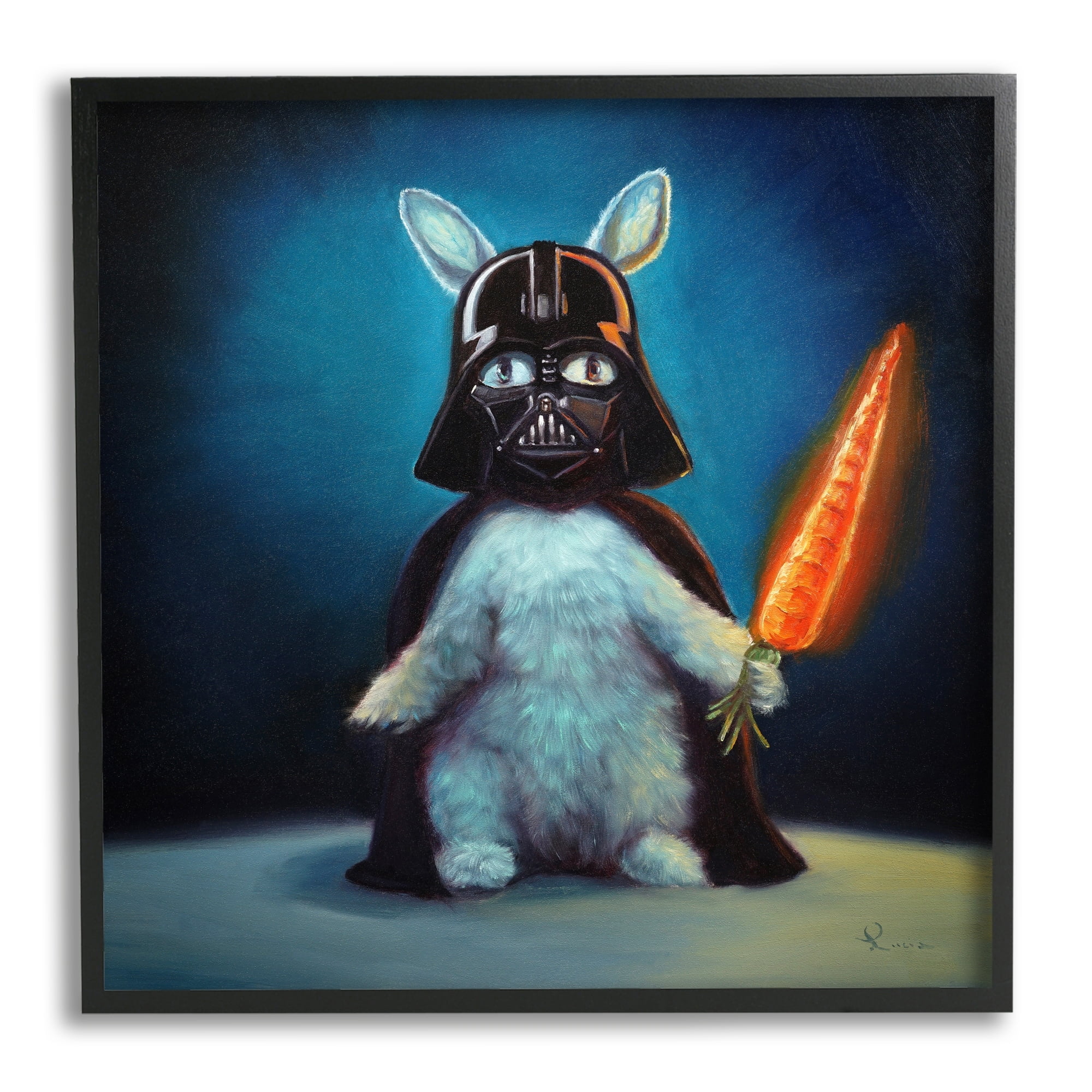 Stupell Industries Rabbit Star Wars Neon Carrot Cartoon Pet Portrait,12 x 12, Design by Lucia Heffernan