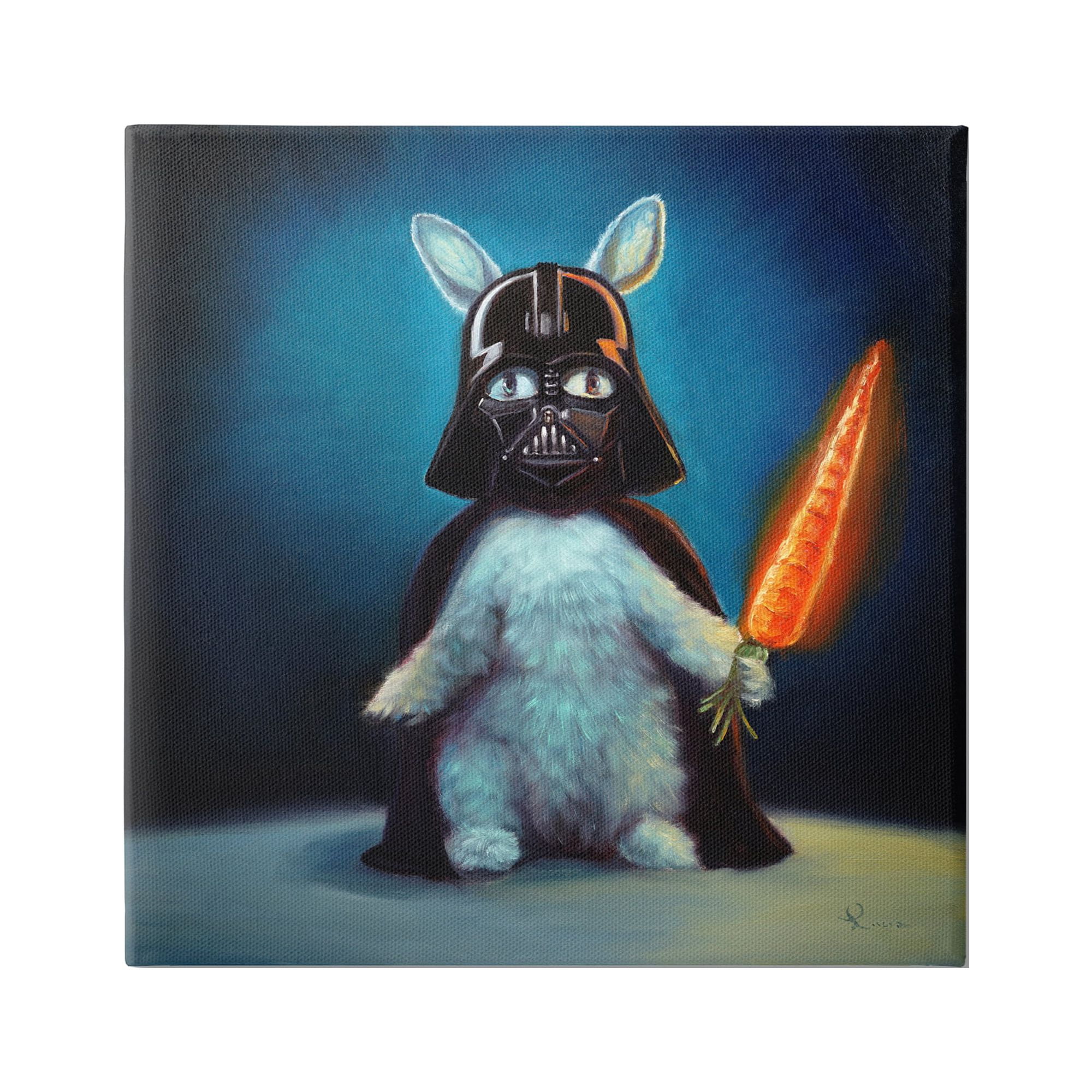 Stupell Industries Rabbit Star Wars Neon Carrot Cartoon Pet Portrait,36 x 36, Design by Lucia Heffernan