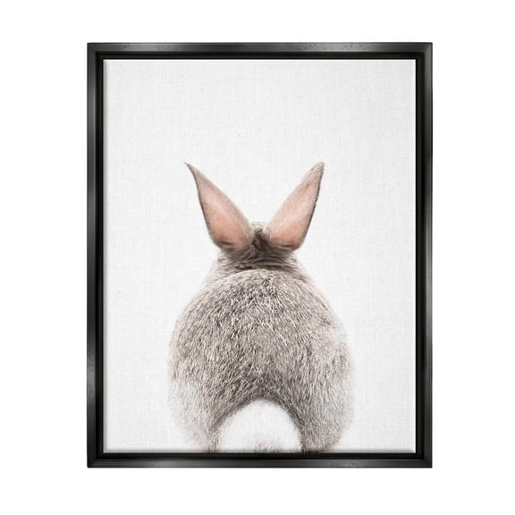 Stupell Industries Rabbit Tail on White Animals & Insects Painting Black Floater Framed Art Print Wall Art, 17 x 21