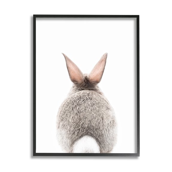 Stupell Industries Rabbit Tail on White Animals & Insects Painting Black Framed Art Print Wall Art, 11 x 14