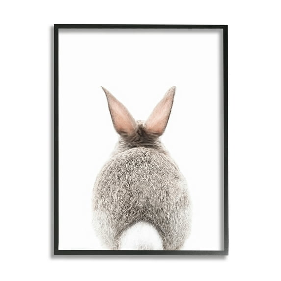 Stupell Industries Rabbit Tail on White Animals & Insects Painting Black Framed Art Print Wall Art, 16 x 20