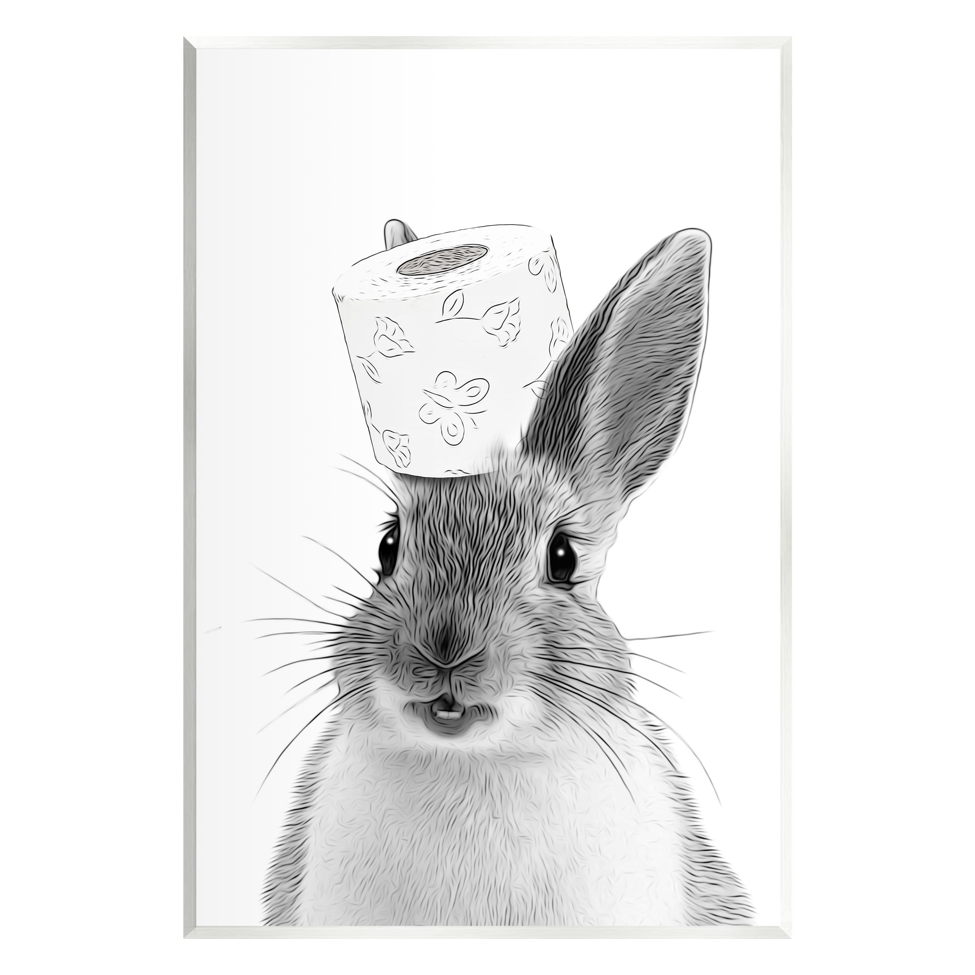 Stupell Industries Rabbit & Toilet Paper Bathroom Animals & Insects Painting Unframed Art Print Wall Art