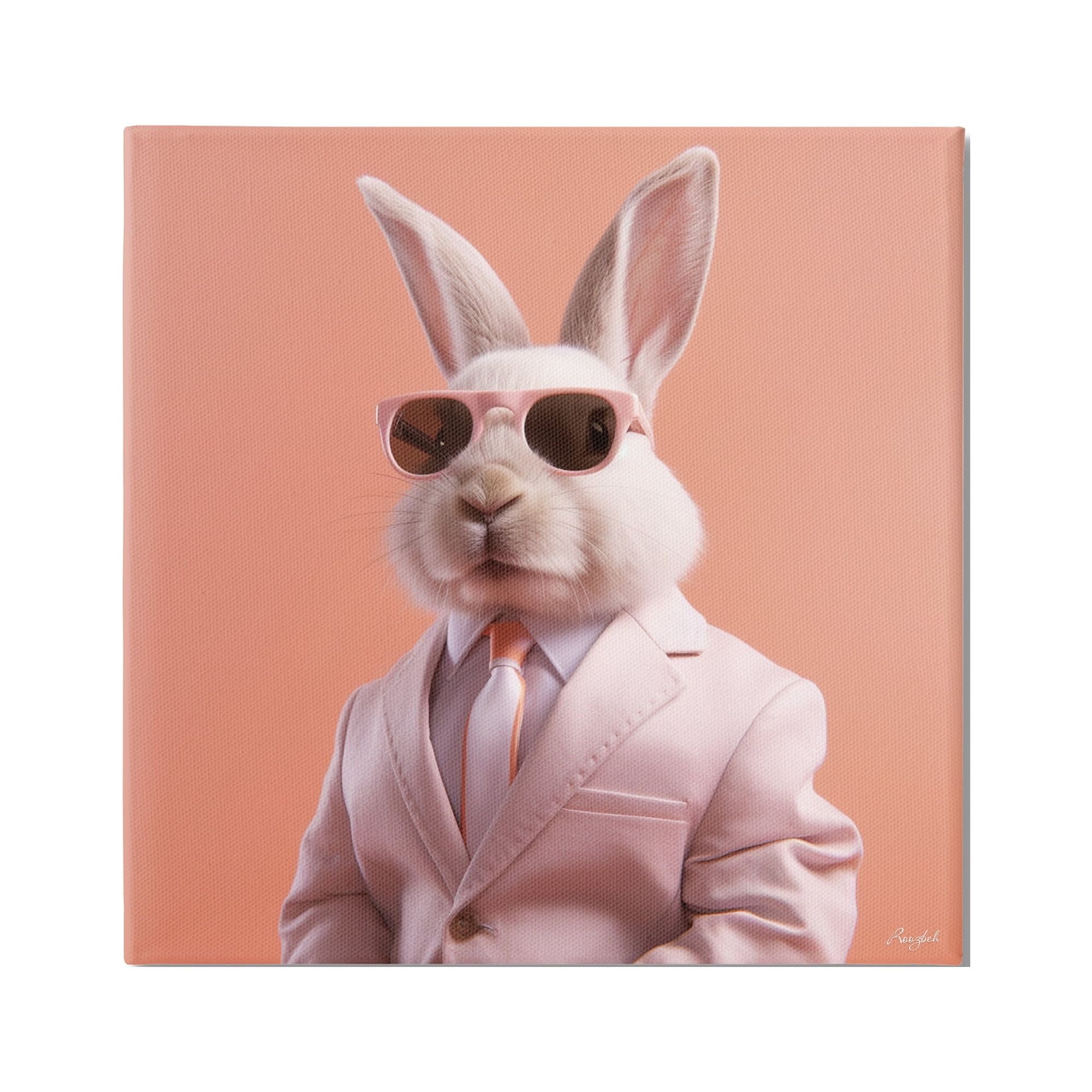 Stupell Industries Rabbit Wearing Suit Animals & Insects Painting Gallery Wrapped Canvas Art Print Wall Art, 24 x 24