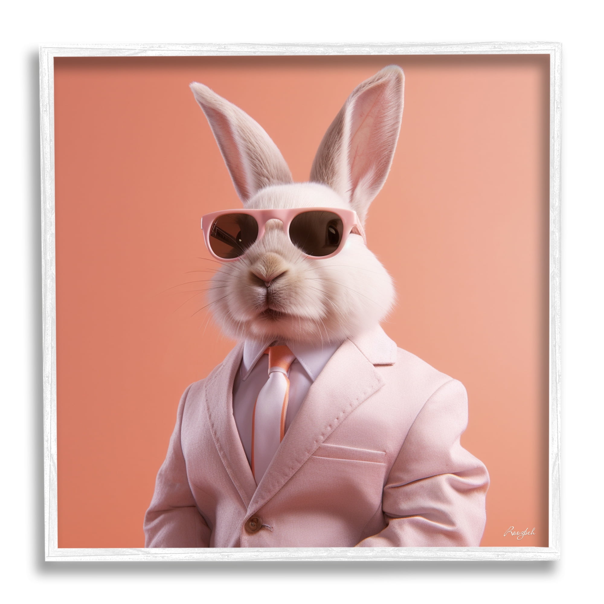 Stupell Industries Rabbit Wearing Suit Animals & Insects Painting White Framed Art Print Wall Art, 24 x 24