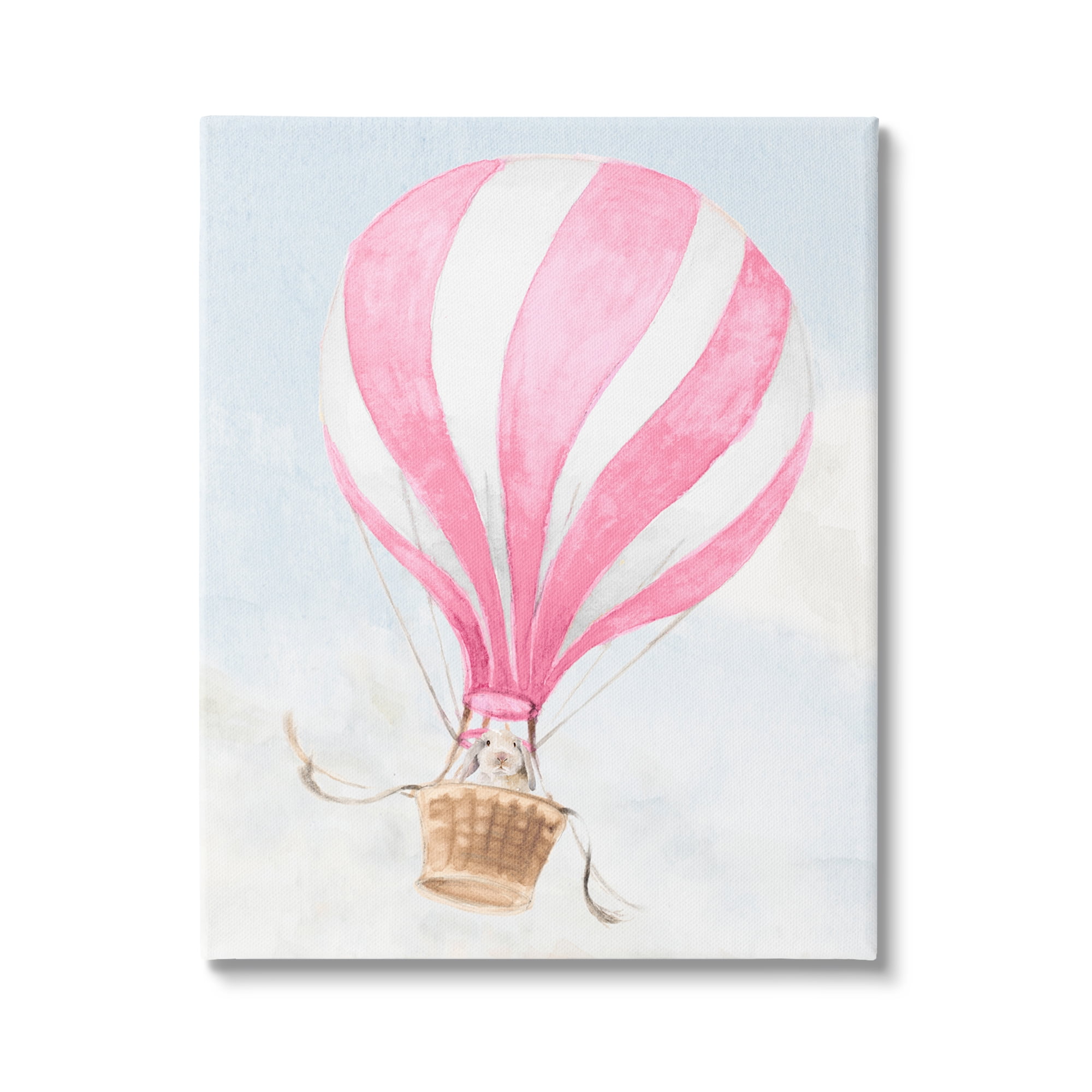 Stupell Industries Rabbit in Pink Balloon Animals & Insects Painting Gallery Wrapped Canvas Art Print Wall Art, 16 x 20