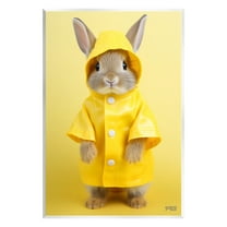 Stupell Industries Rabbit in Rain Coat Animals & Insects Painting Unframed Art Print Wall Art, 10 x 15
