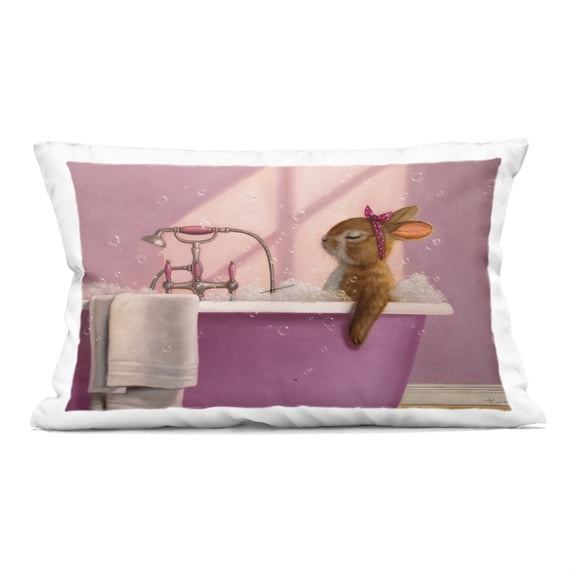 Stupell Industries Rabbit in Relaxing Bubble Bath Decorative Printed Throw Pillow, design by Lucia Heffernan