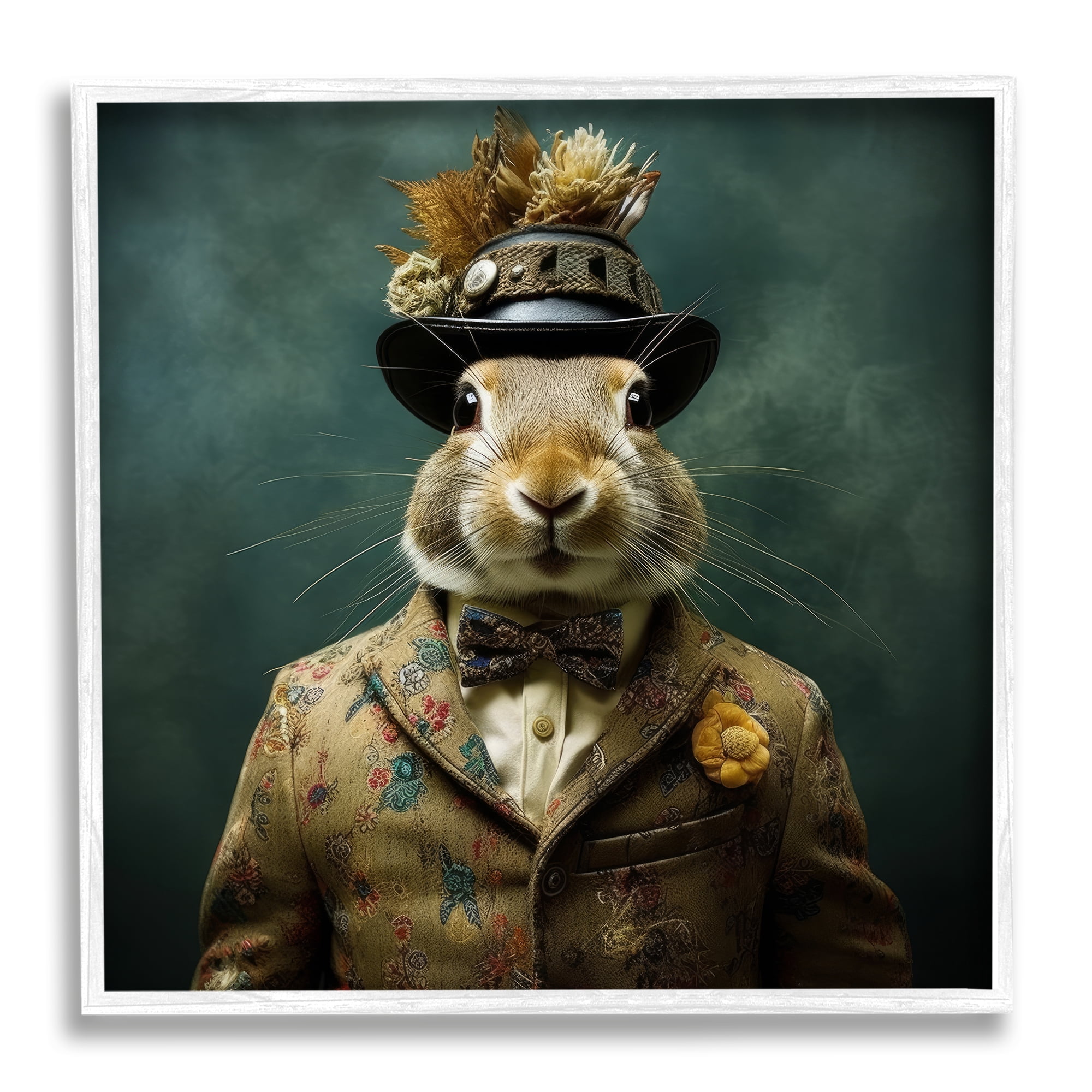Stupell Industries Rabbit in Vintage Suit Animals & Insects Painting White Framed Art Print Wall Art, 24 x 24