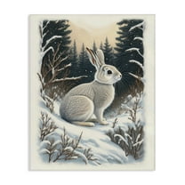 Stupell Industries Rabbit in Winter Forest Animals & Insects Painting Gallery Wrapped Canvas Art Print Wall Art, 16 x 20