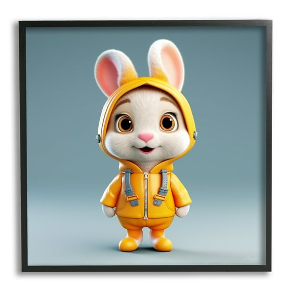 Stupell Industries Rabbit in Yellow Suit Animals & Insects Painting Black Framed Art Print Wall Art, 24 x 24