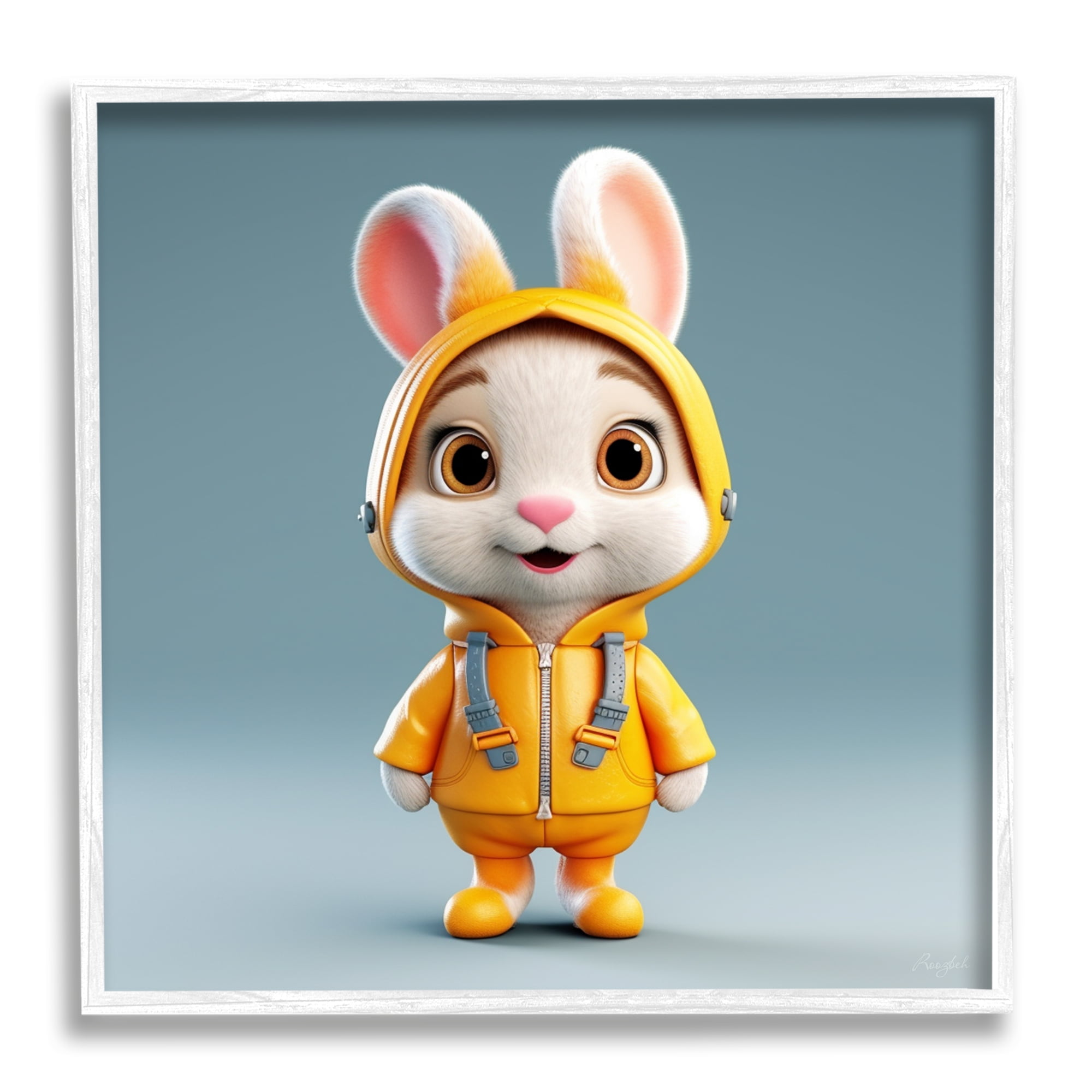 Stupell Industries Rabbit in Yellow Suit Animals & Insects Painting White Framed Art Print Wall Art, 17 x 17