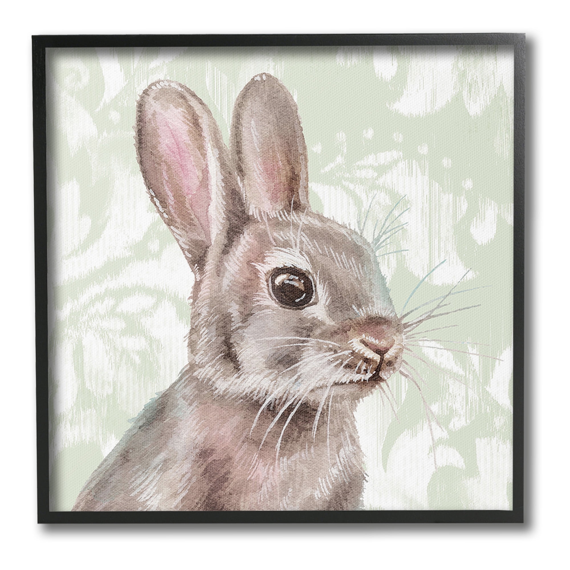 Stupell Industries Rabbit with Floral Pattern Animals & Insects Painting Black Framed Art Print Wall Art, 17 x 17