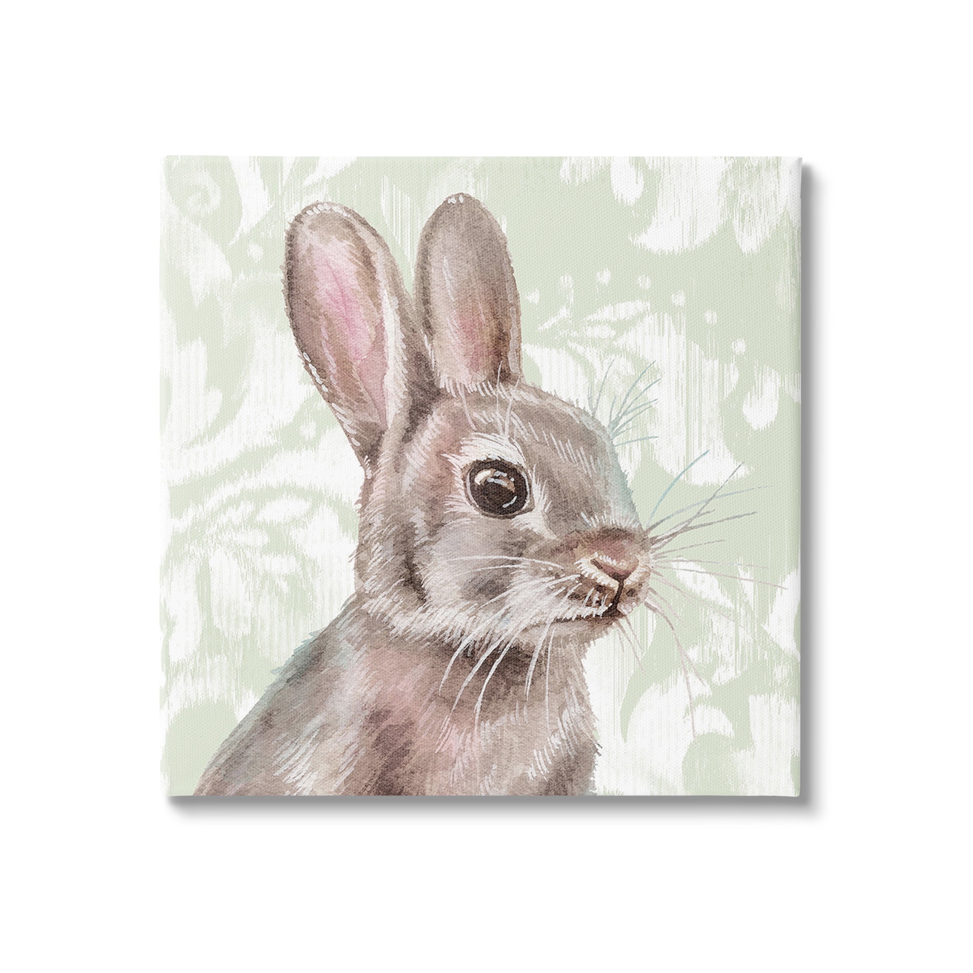 Stupell Industries Rabbit with Floral Pattern Animals & Insects Painting Gallery Wrapped Canvas Art Print Wall Art, 17 x 17