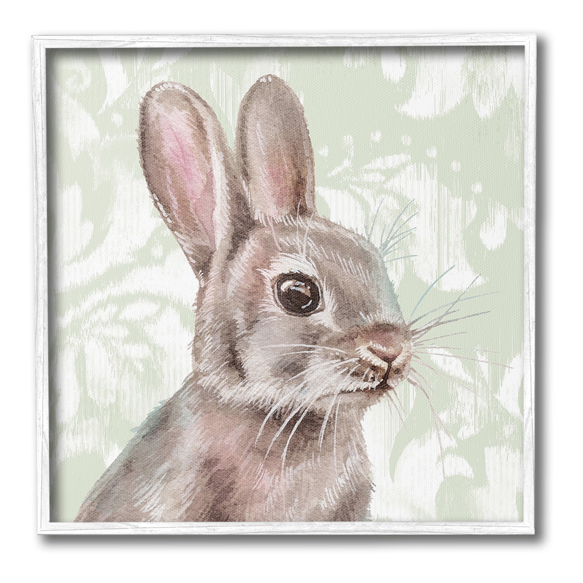 Stupell Industries Rabbit with Floral Pattern Animals & Insects Painting White Framed Art Print Wall Art, 12 x 12