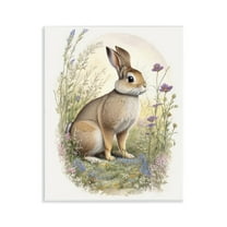 Stupell Industries Rabbit with Meadow Blooms Animals & Insects Painting Unframed Art Print Wall Art, 11 x 14