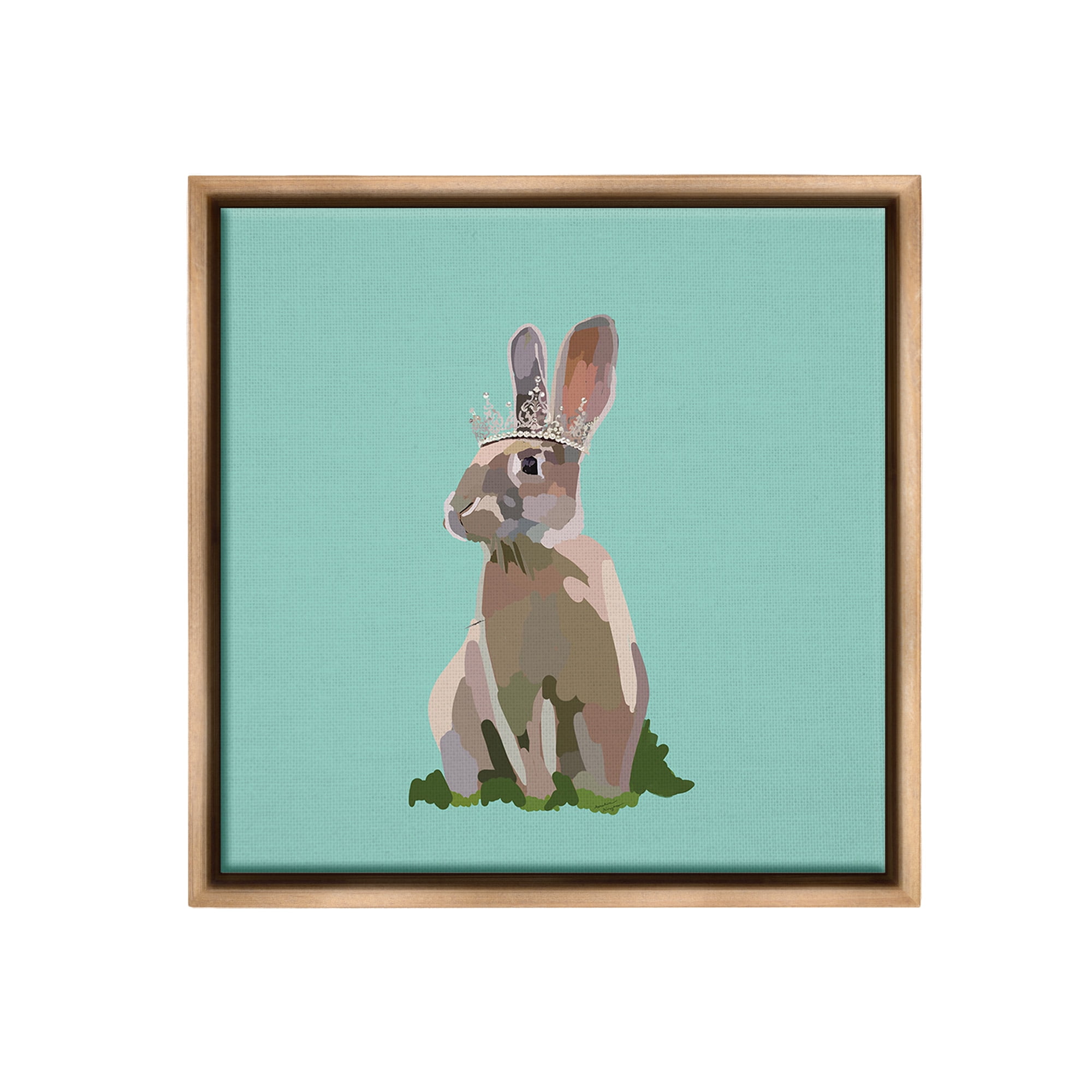Stupell Industries Rabbit with Royal Crown Animals & Insects Painting Brown Floater Framed Canvas Art Print Wall Art, 25 x 25