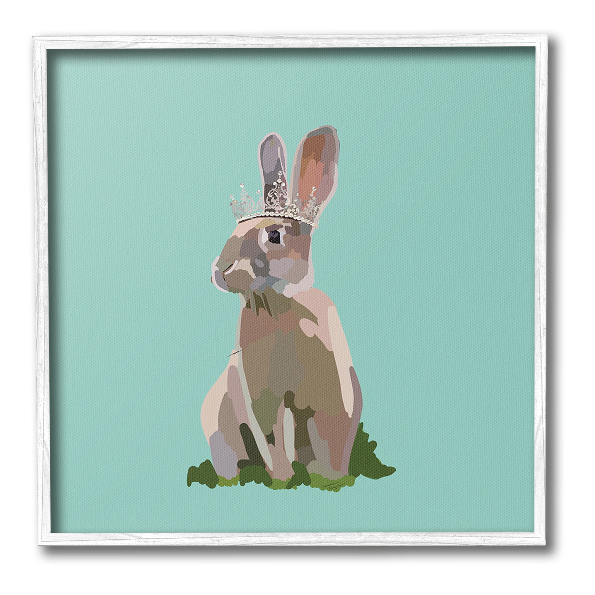 Stupell Industries Rabbit with Royal Crown Animals & Insects Painting White Framed Art Print Wall Art, 24 x 24