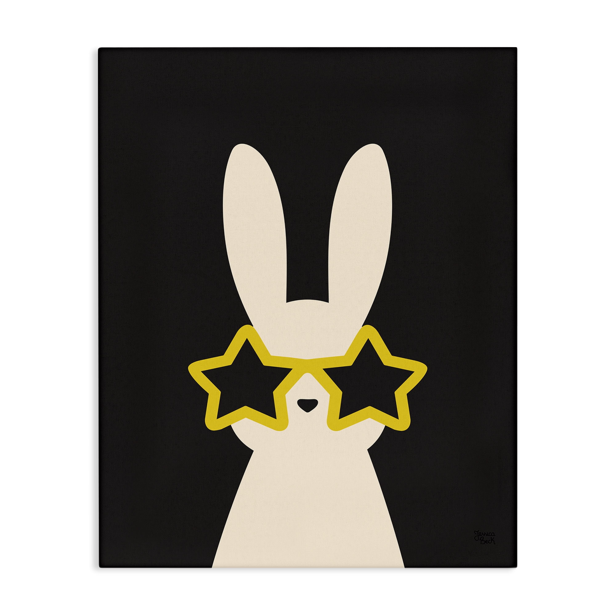 Stupell Industries Rabbit with Star Glasses Animals Painting Wrapped Canvas Art Print Wall Art, 24 x 30