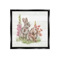 Stupell Industries Rabbits & Country Florals Animals & Insects Painting Black Floater Framed Canvas Art Print Wall Art, 18 x 18
