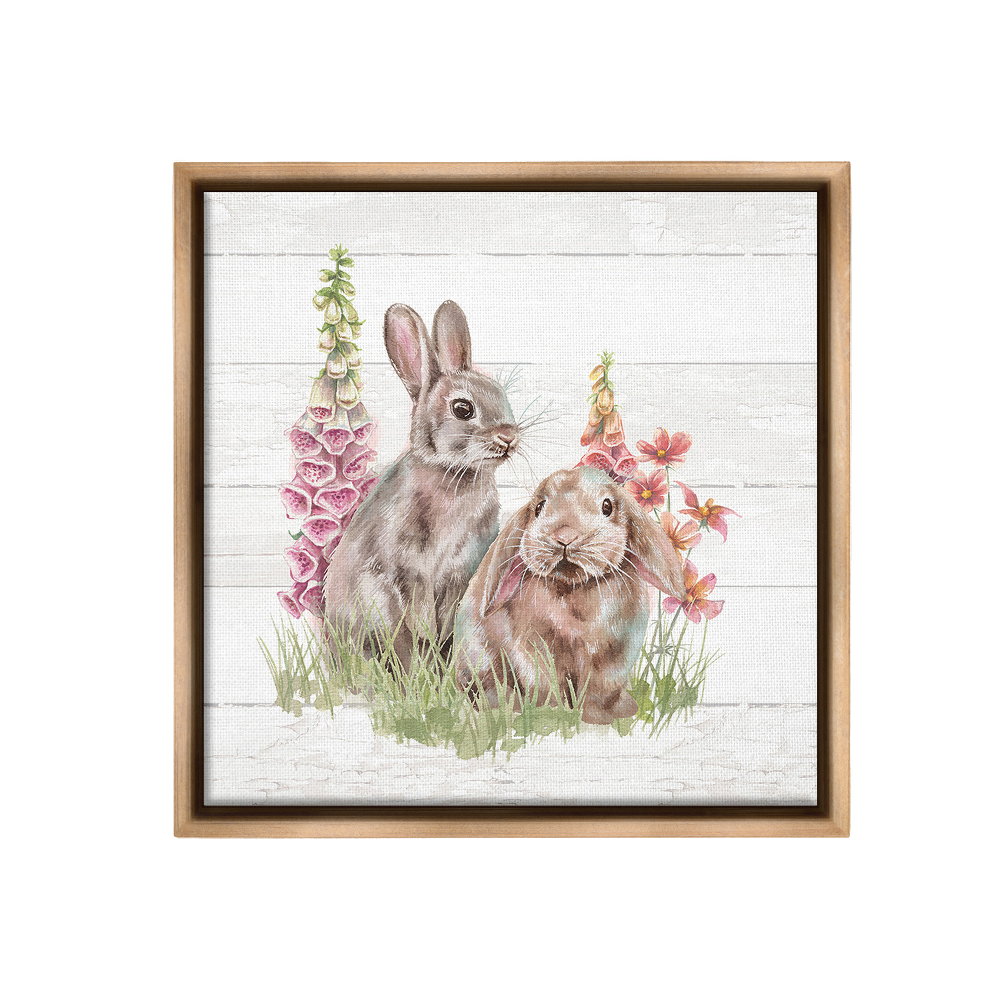 Stupell Industries Rabbits & Country Florals Animals & Insects Painting Brown Floater Framed Canvas Art Print Wall Art, 25 x 25