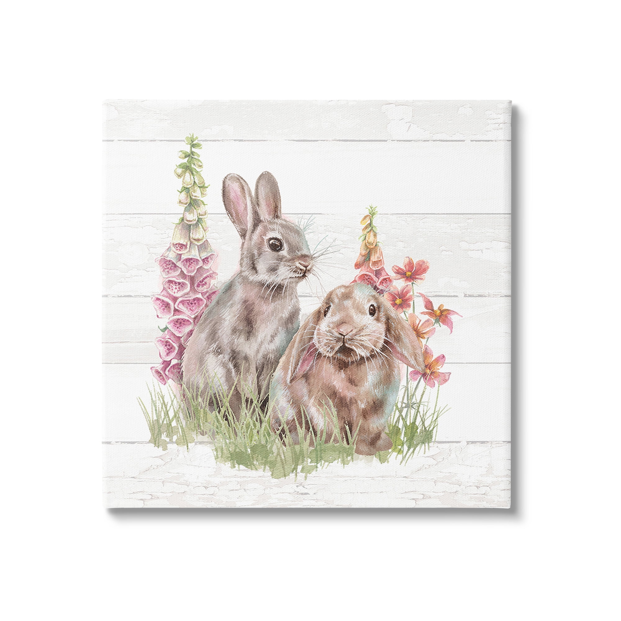 Stupell Industries Rabbits & Country Florals Animals & Insects Painting Gallery Wrapped Canvas Art Print Wall Art, 17 x 17