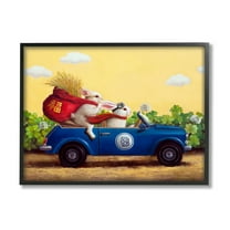Stupell Industries Rabbits Driving in Garden Animals & Insects Painting Black Framed Art Print Wall Art, 14 x 11