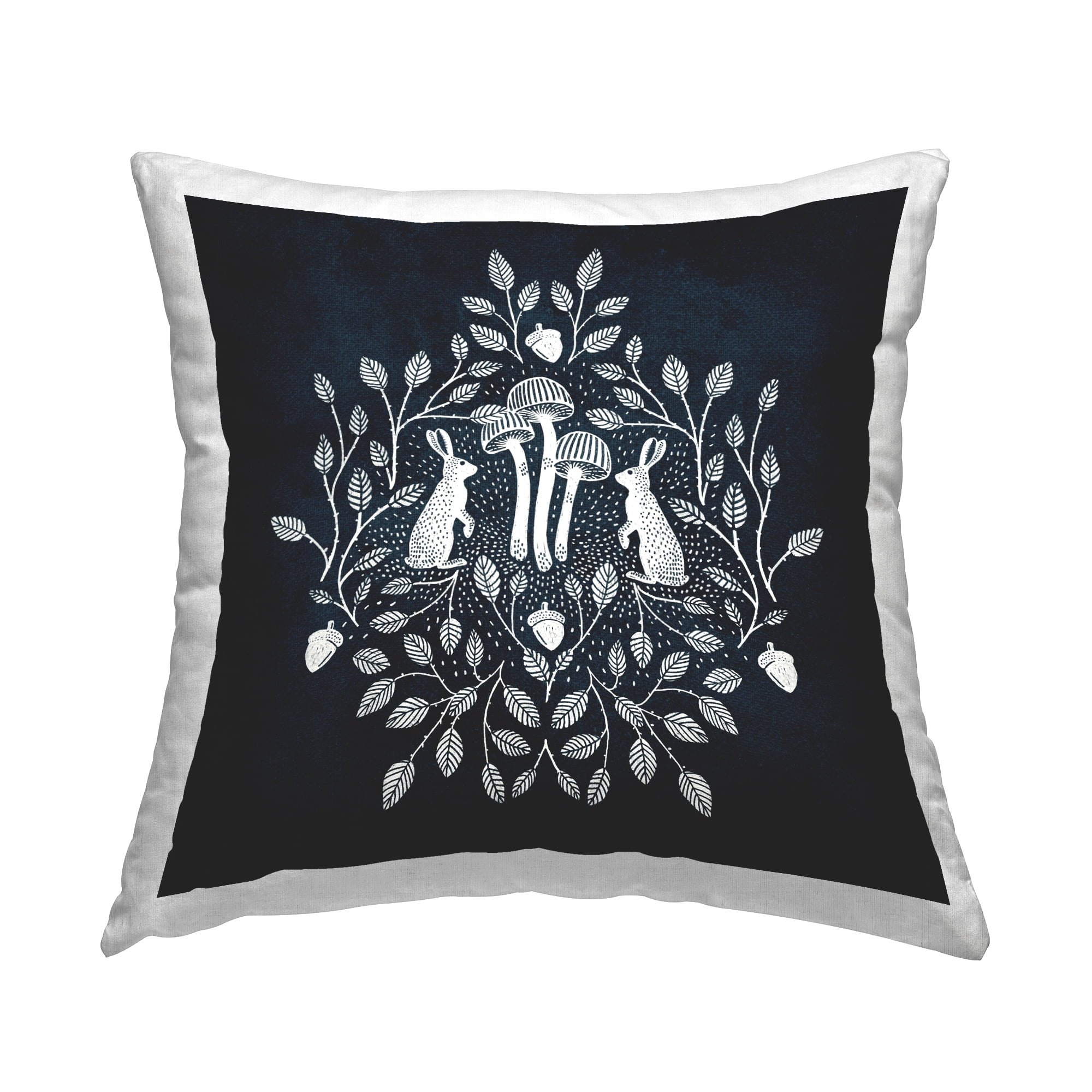 Stupell Industries Rabbits & Leaves on Blue Decorative Printed Throw Pillow Design by Katie O'Shea .