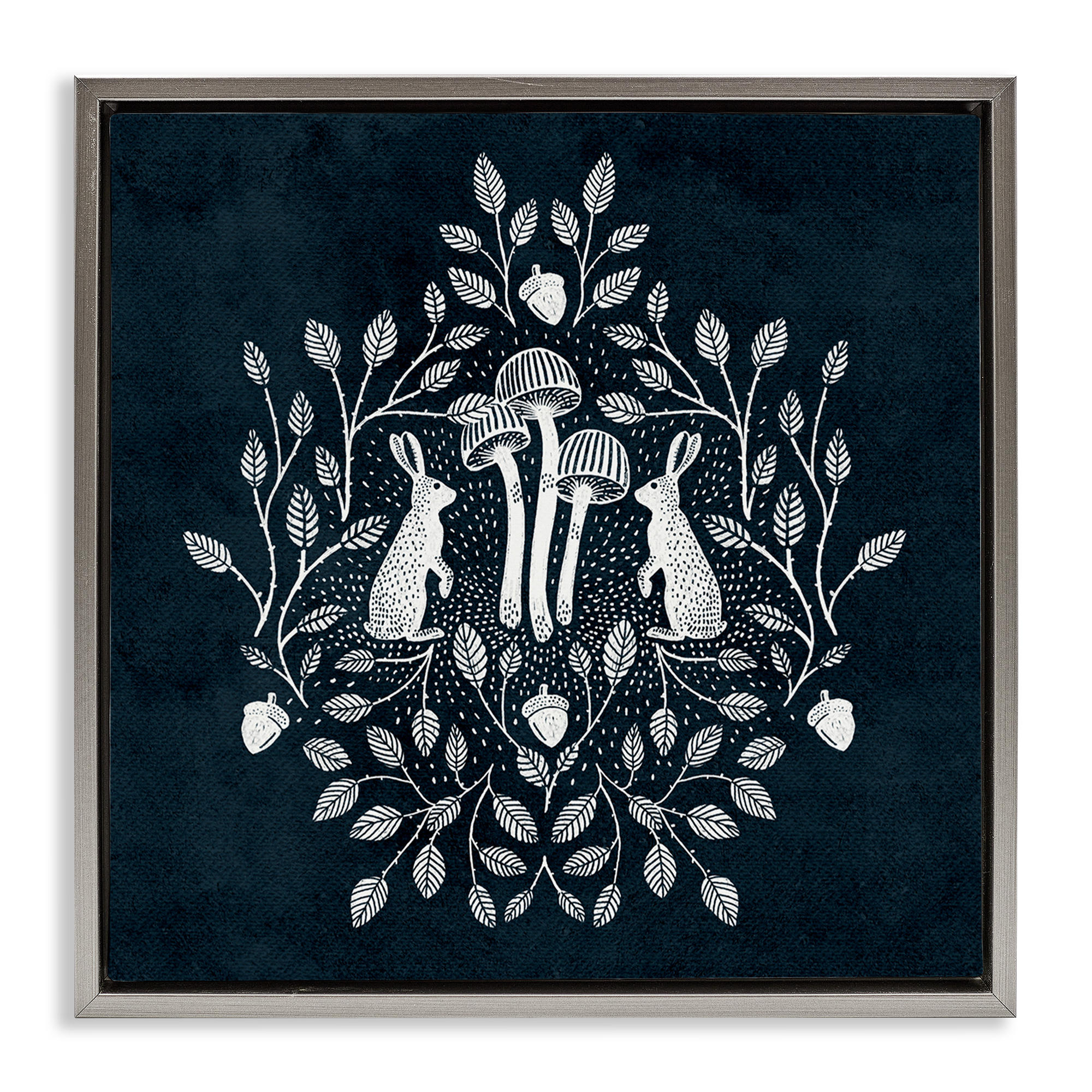 Stupell Industries Rabbits & Leaves on Blue Plants & Flowers Painting ...