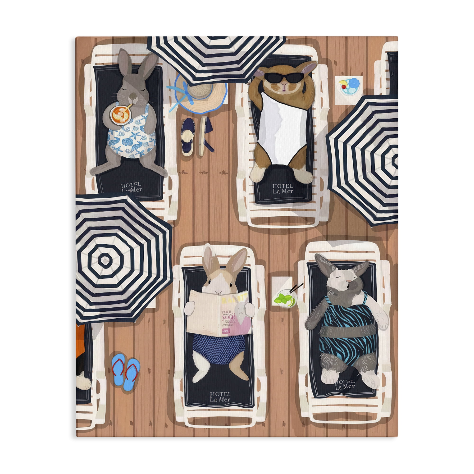 Stupell Industries Rabbits at Hotel La Mer Canvas Wall Art, design by Hanna Melin
