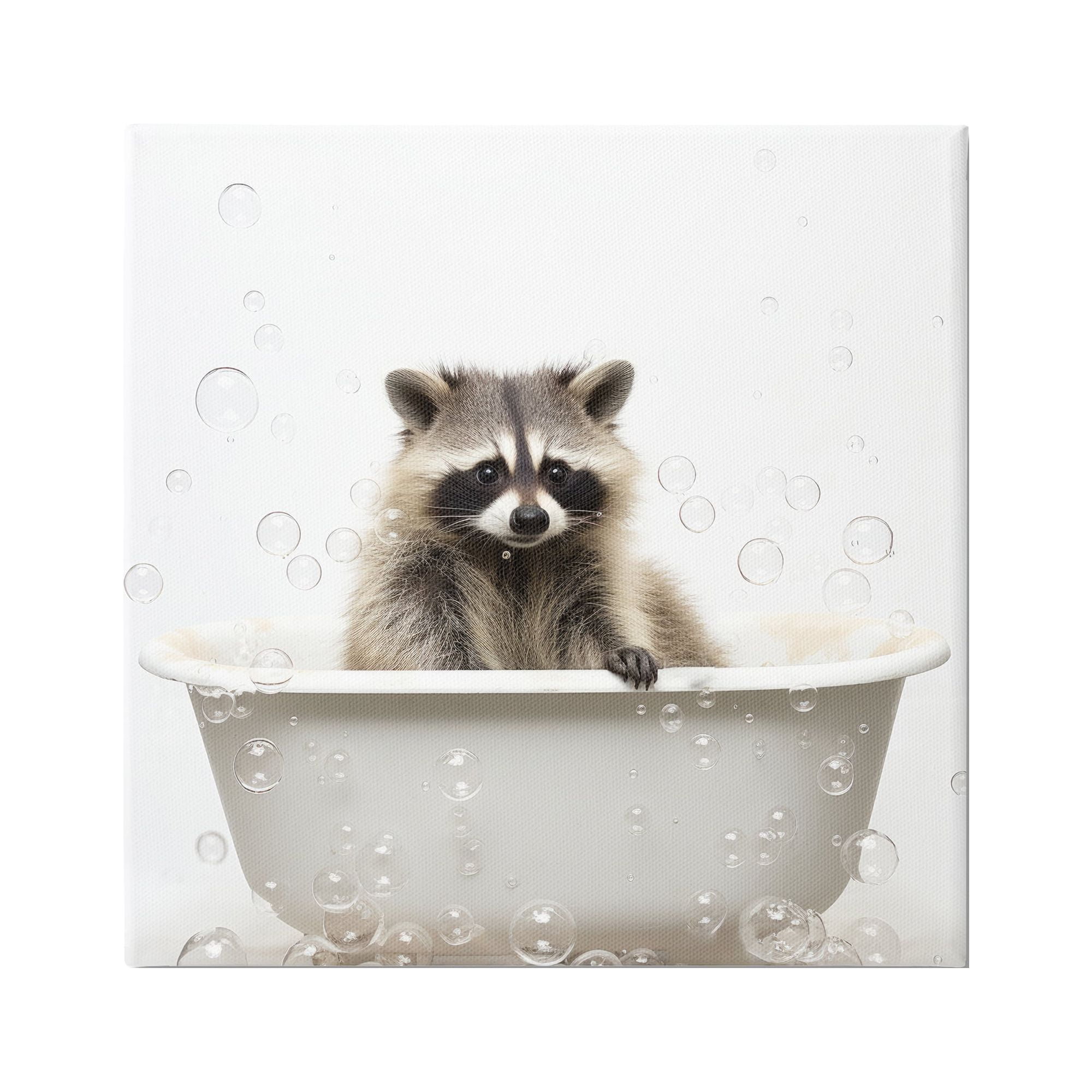 Stupell Industries Raccoon Bubble Bath Animals & Insects Painting Gallery Wrapped Canvas Art Print Wall Art, 24 x 24