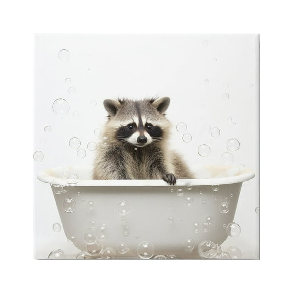 Stupell Industries Raccoon Bubble Bath Animals & Insects Painting Gallery Wrapped Canvas Art Print Wall Art, 30 x 30