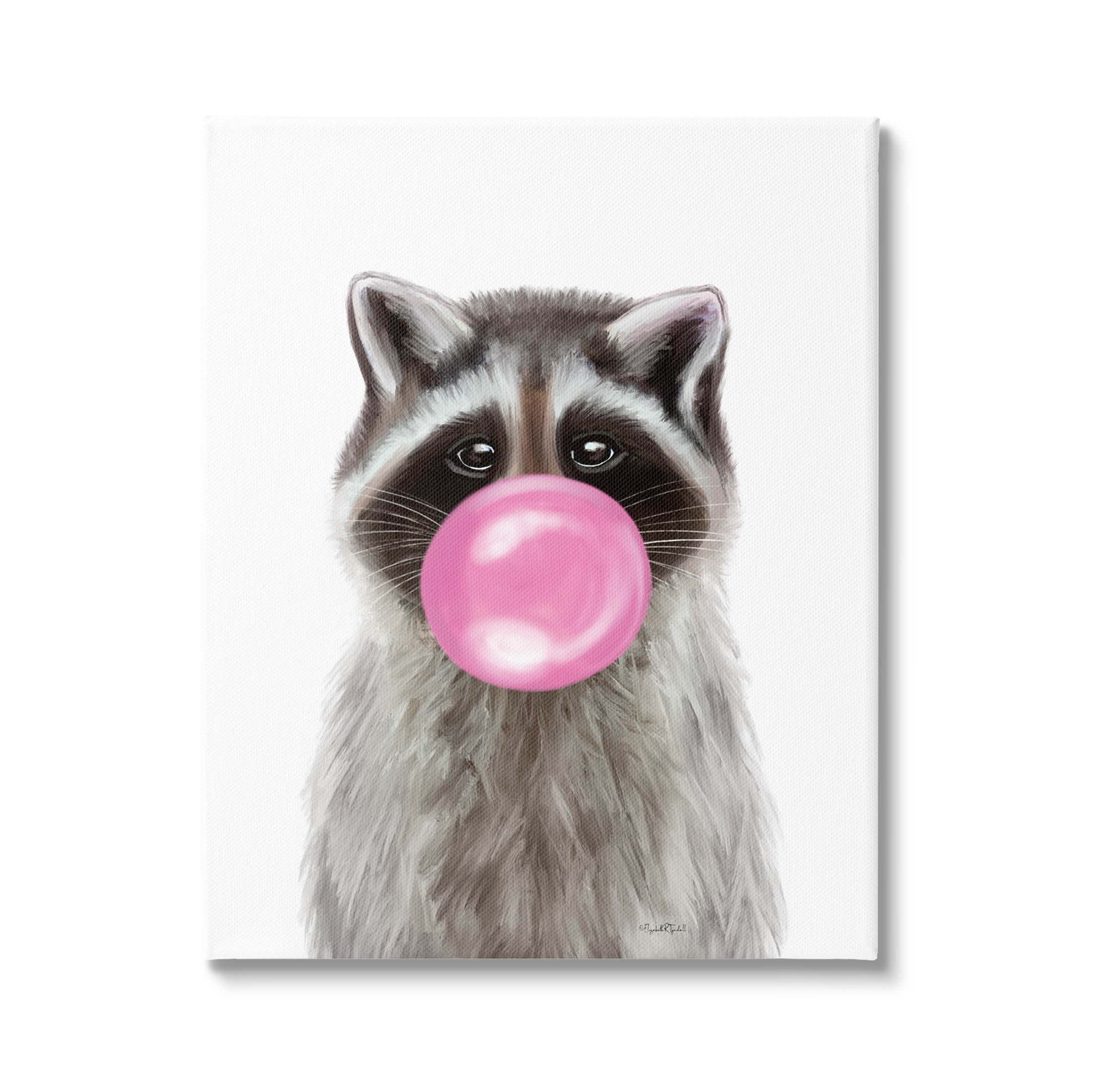 Stupell Industries Raccoon Bubble Gum Wildlife Portrait Graphic Art Gallery Wrapped Canvas Print Wall Art, Design by Elizabeth Tyndall