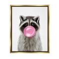 thumbnail image 1 of Stupell Industries Raccoon Bubble Gum Wildlife Portrait Graphic Art Metallic Gold Floating Framed Canvas Print Wall Art, Design by Elizabeth Tyndall, 1 of 6