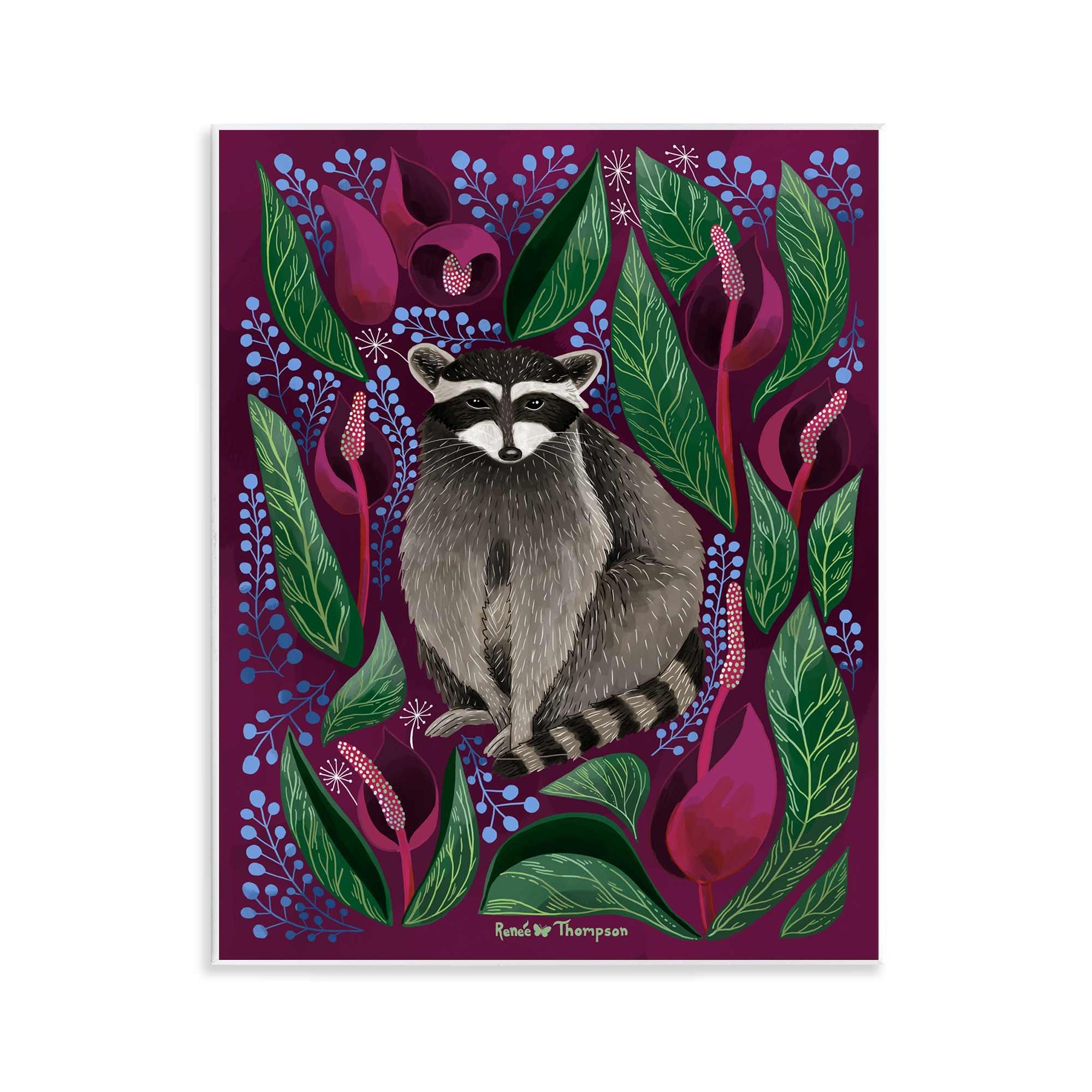 Stupell Industries Raccoon & Cabbage Leaves Animals Painting Unframed Art Print Wall Art, 11 x 14