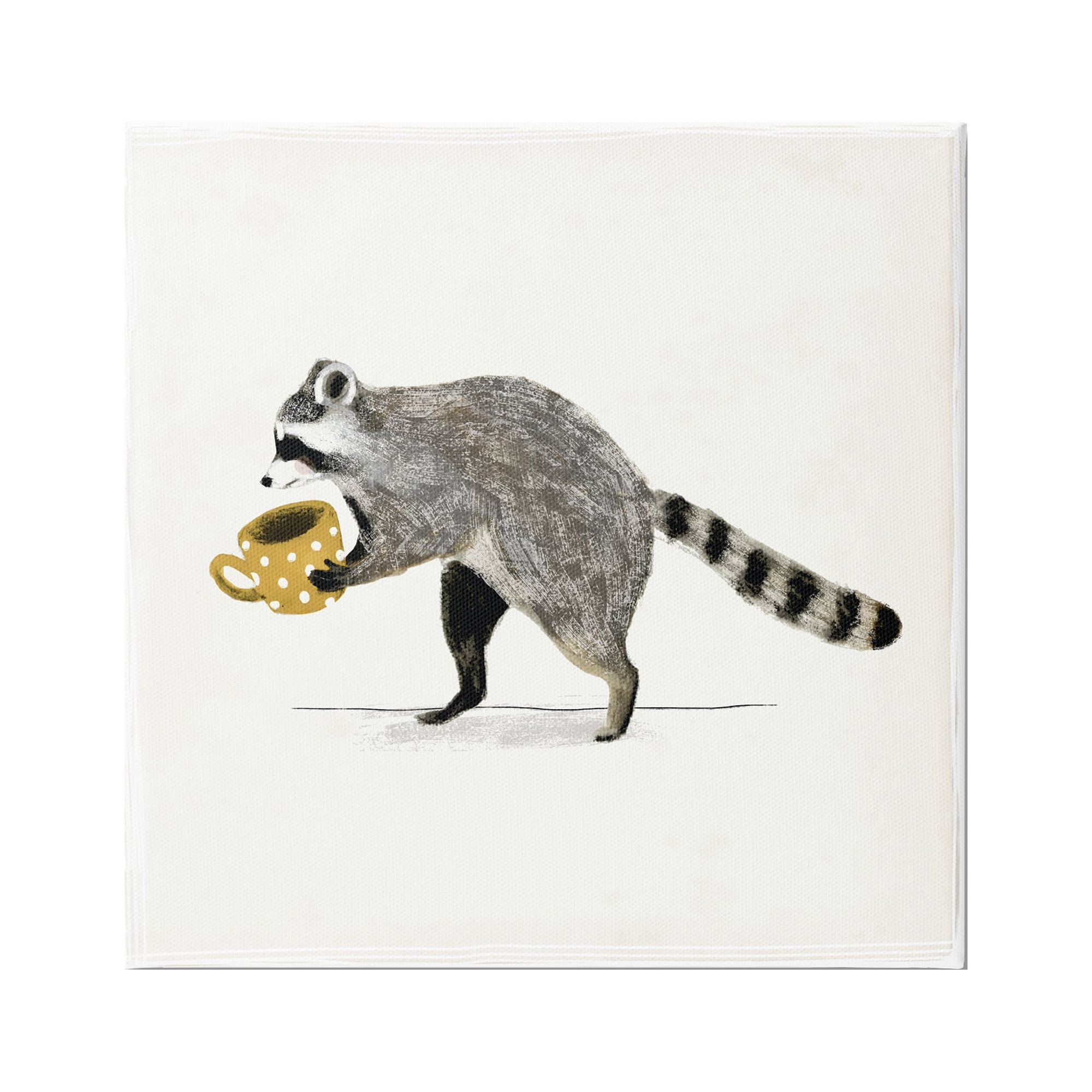 Stupell Industries Raccoon & Coffee Mug Animals & Insects Painting Gallery Wrapped Canvas Print Wall Art, 30 x 30