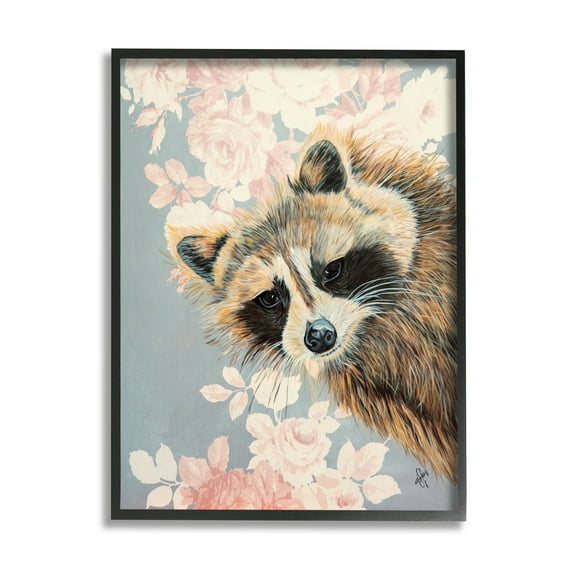 Stupell Industries Raccoon Hanging From Pink Flowers Animal Portrait,24 x 30, Design by Diane Fifer