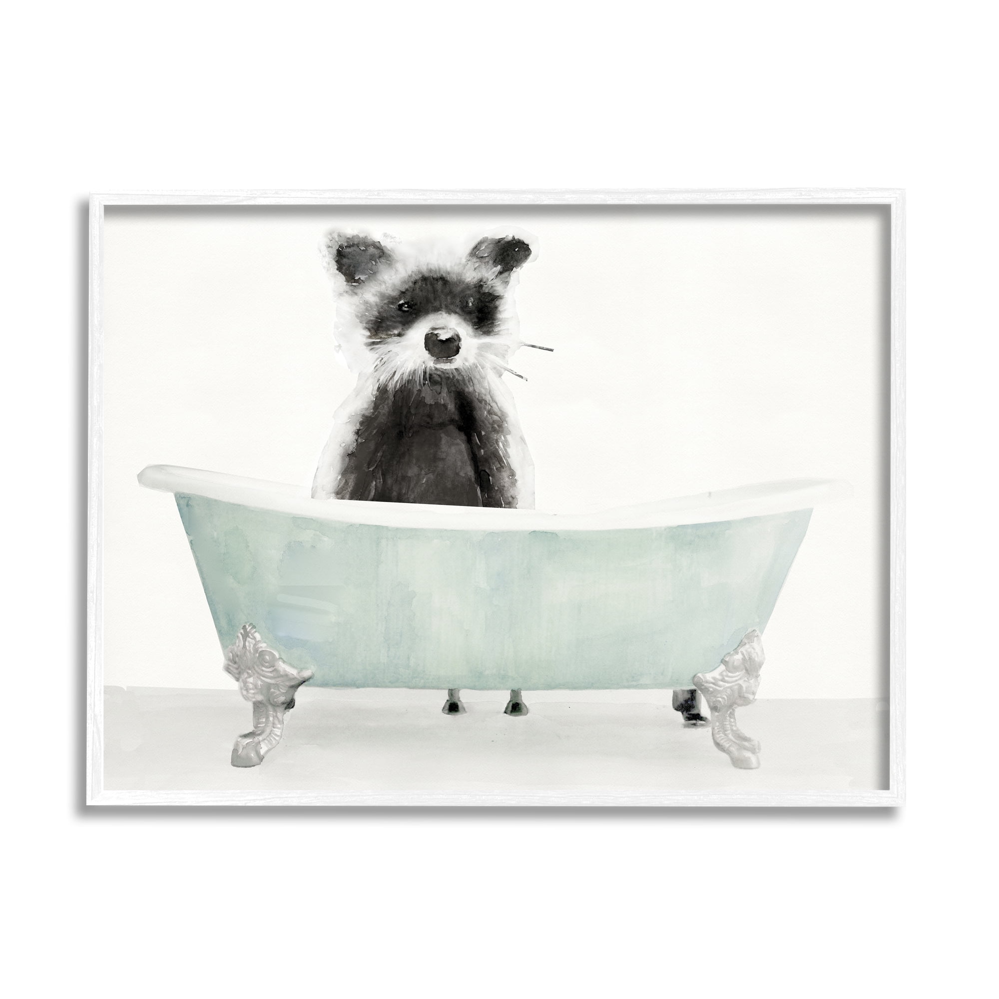 Stupell Industries Raccoon In A Tub Funny Animal Bathroom Drawing Graphic Art Framed Art Print Wall Art, 20x16, By Stellar Design Studio