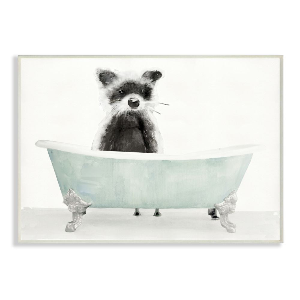 Stupell Industries Raccoon in Tub Wall Plaque Funny Animal Bathroom ...