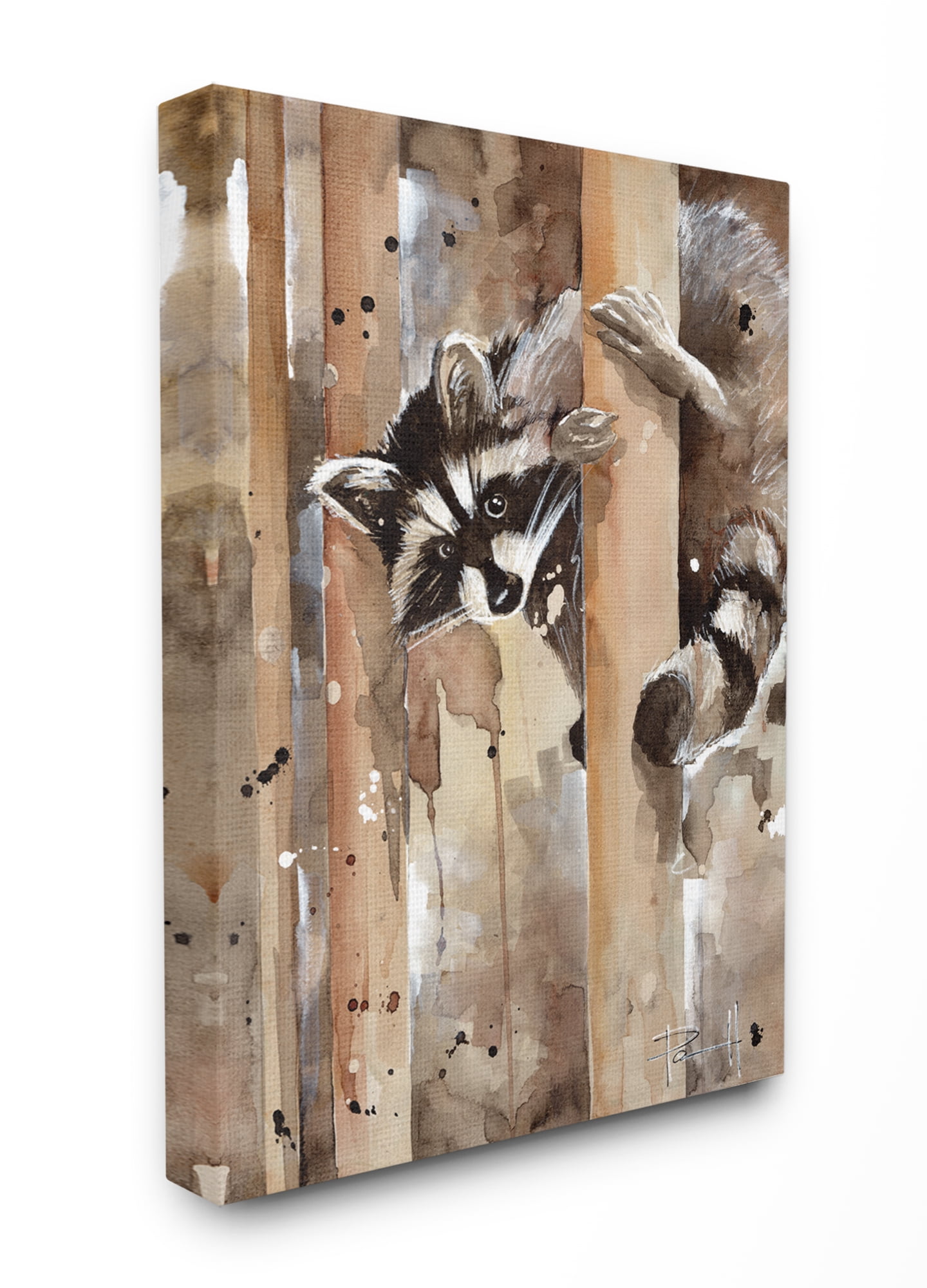 Stupell Industries Raccoon In The Forest Watercolor Animal Painting Canvas Wall Art by Sean Parnell