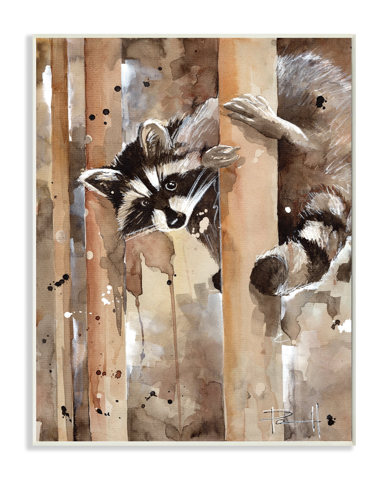 Stupell Industries Raccoon In The Forest Watercolor Animal Painting Unframed Art Print Wall Art, 10x15, by Sean Parnell